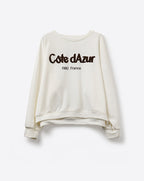 Côte D’Azur Embroidered Cream Sweatshirt