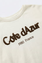 Côte D’Azur Embroidered Cream Sweatshirt