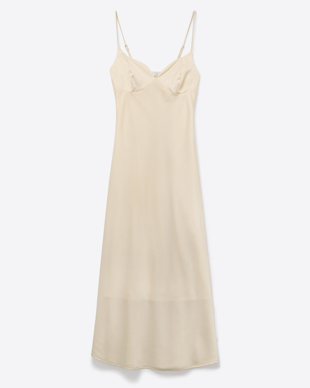 Cream Slip Dress with Adjustable Straps and V-Neckline