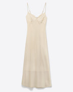 Cream Slip Dress with Adjustable Straps and V-Neckline