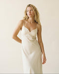 Cream Slip Dress with Adjustable Straps and V-Neckline