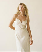 Cream Slip Dress with Adjustable Straps and V-Neckline