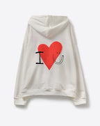 Cream Super-Soft Hoodie with Bouclé Heart Graphic