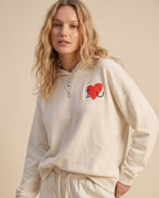 Cream Super-Soft Hoodie with Bouclé Heart Graphic
