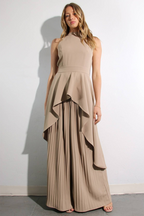 Escape to Milan Taupe Pleated Pants Set