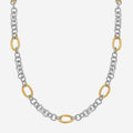 18K Yellow Gold and Sterling Silver Rhodium Plated Multi Style Chain Necklace 18"