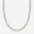 18K Yellow Gold and Sterling Silver Rhodium Plated Multi Style Chain Necklace 18"