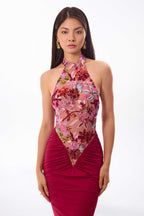 Sequin Halter Gown | Burgundy