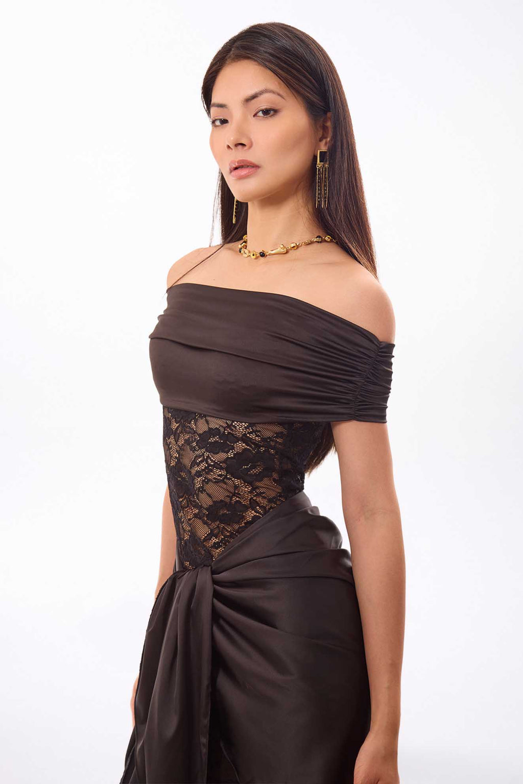 Lace Off-Shoulder Maxi Dress