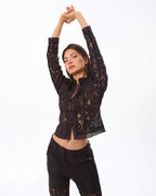 Lace Mandarin Jacket Black