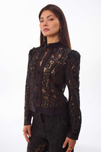Lace Mandarin Jacket Black