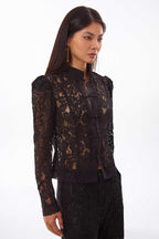 Lace Mandarin Jacket Black