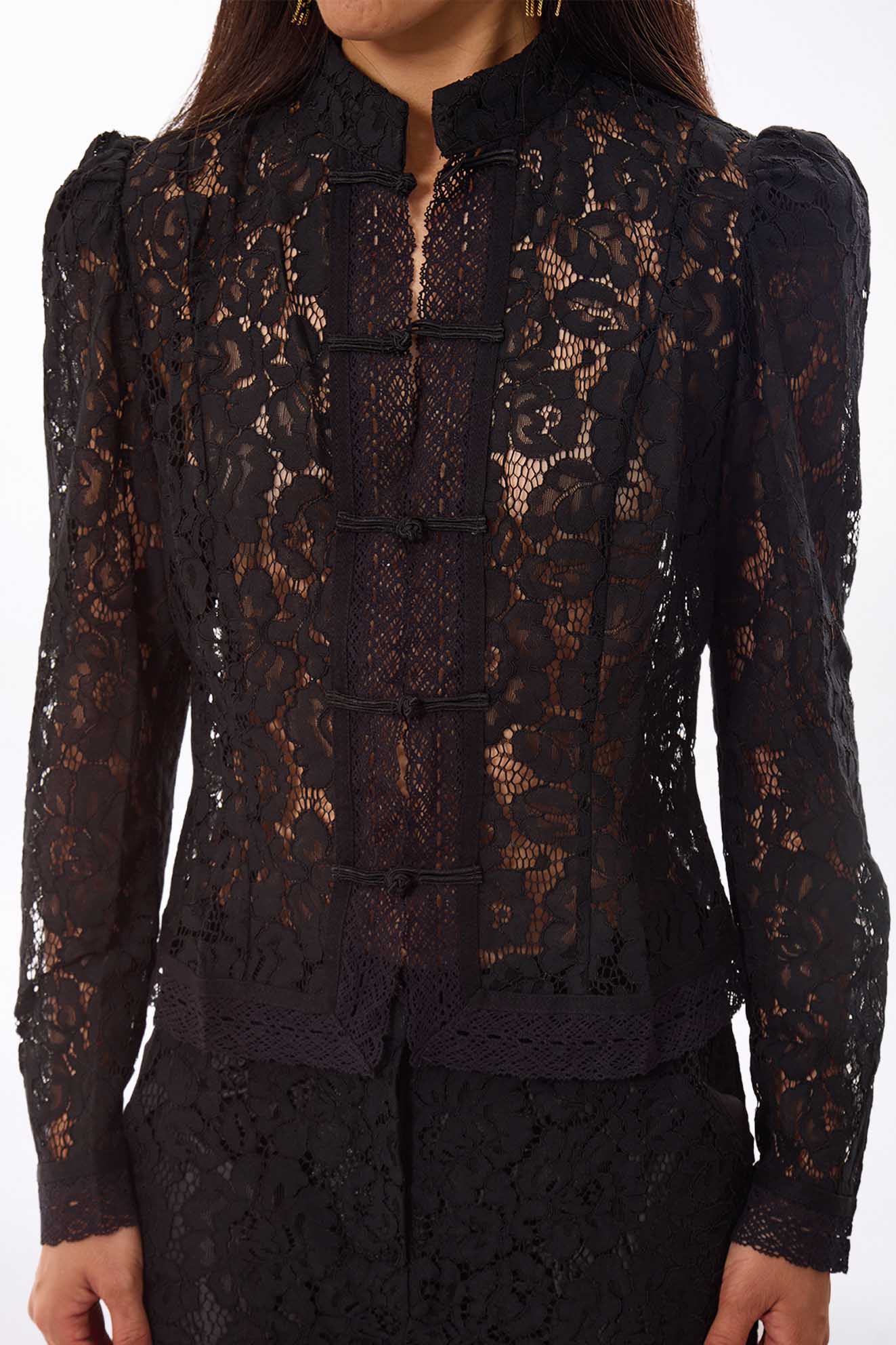 Lace Mandarin Jacket Black