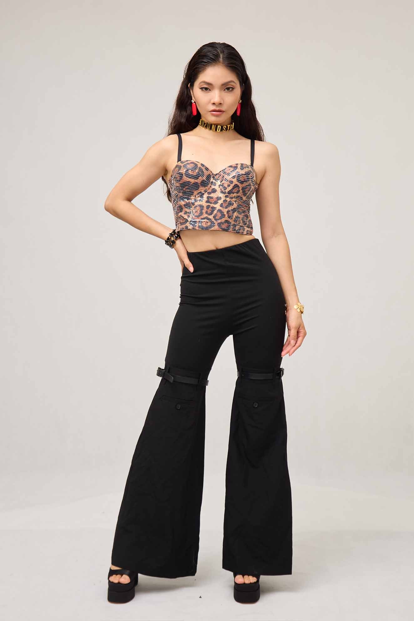 Meos Sequin Leopard Corset Top
