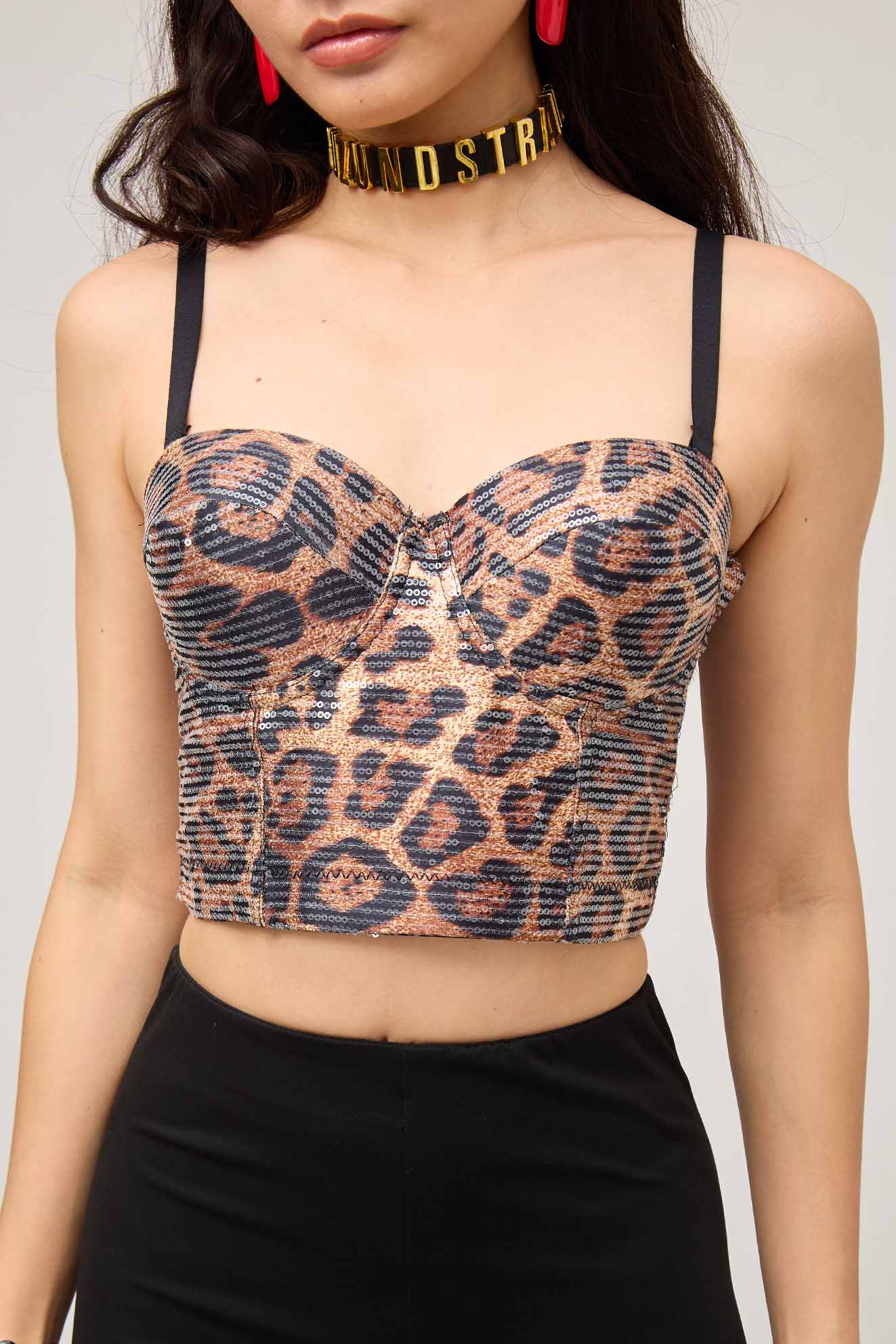 Meos Sequin Leopard Corset Top