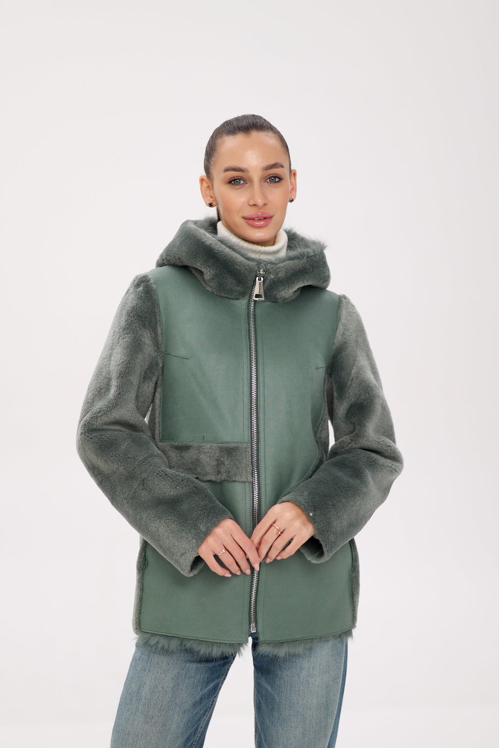 Reversible Hooded Wool Blend Jacket