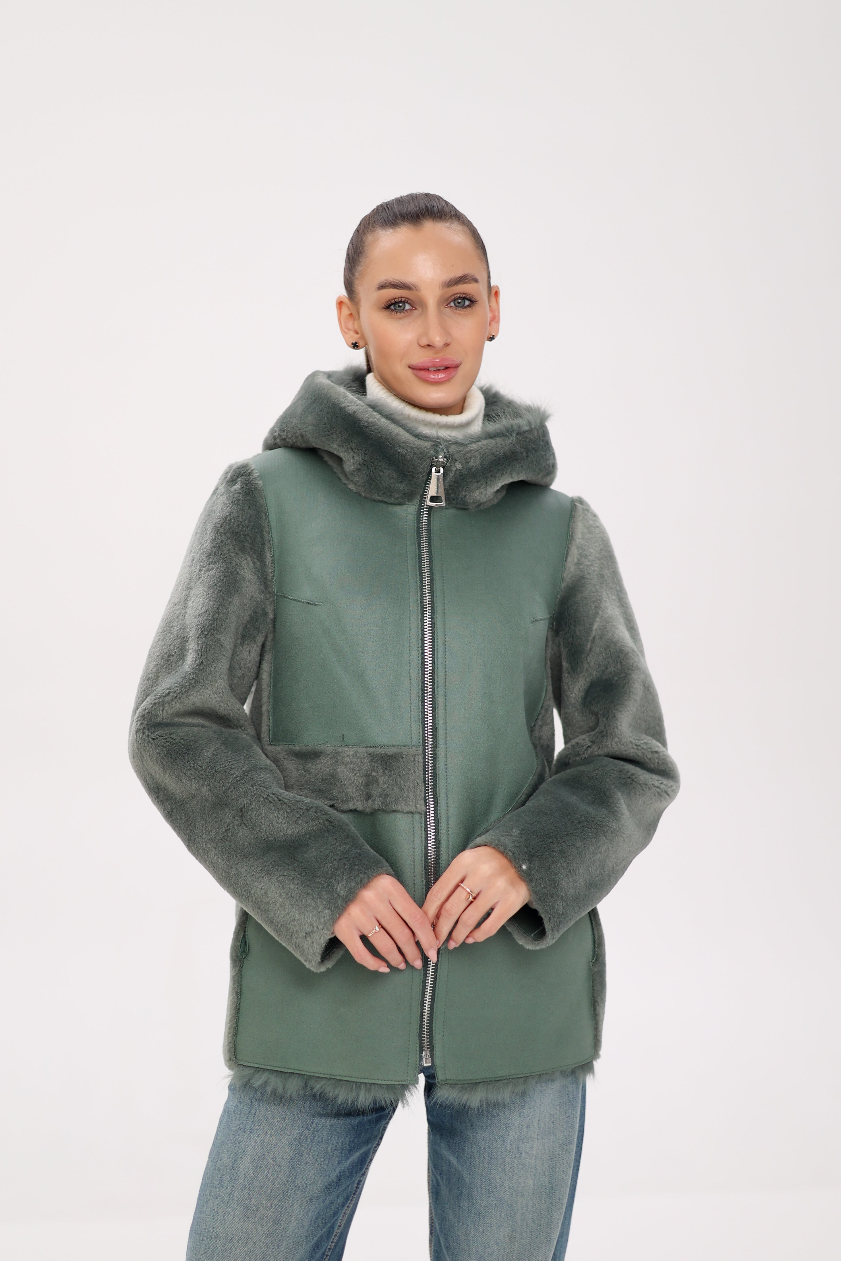 Reversible Hooded Wool Blend Jacket