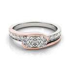 Two Stone Diamond Ring in 14K White & Rose Gold (3/4 cttw)