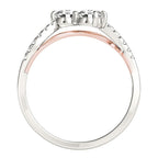 Two Stone Diamond Ring with Curved Band in 14K White & Rose Gold (5/8 cttw)