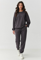 Sweatshirt with Embroidery and Sweatpants Outfit Set