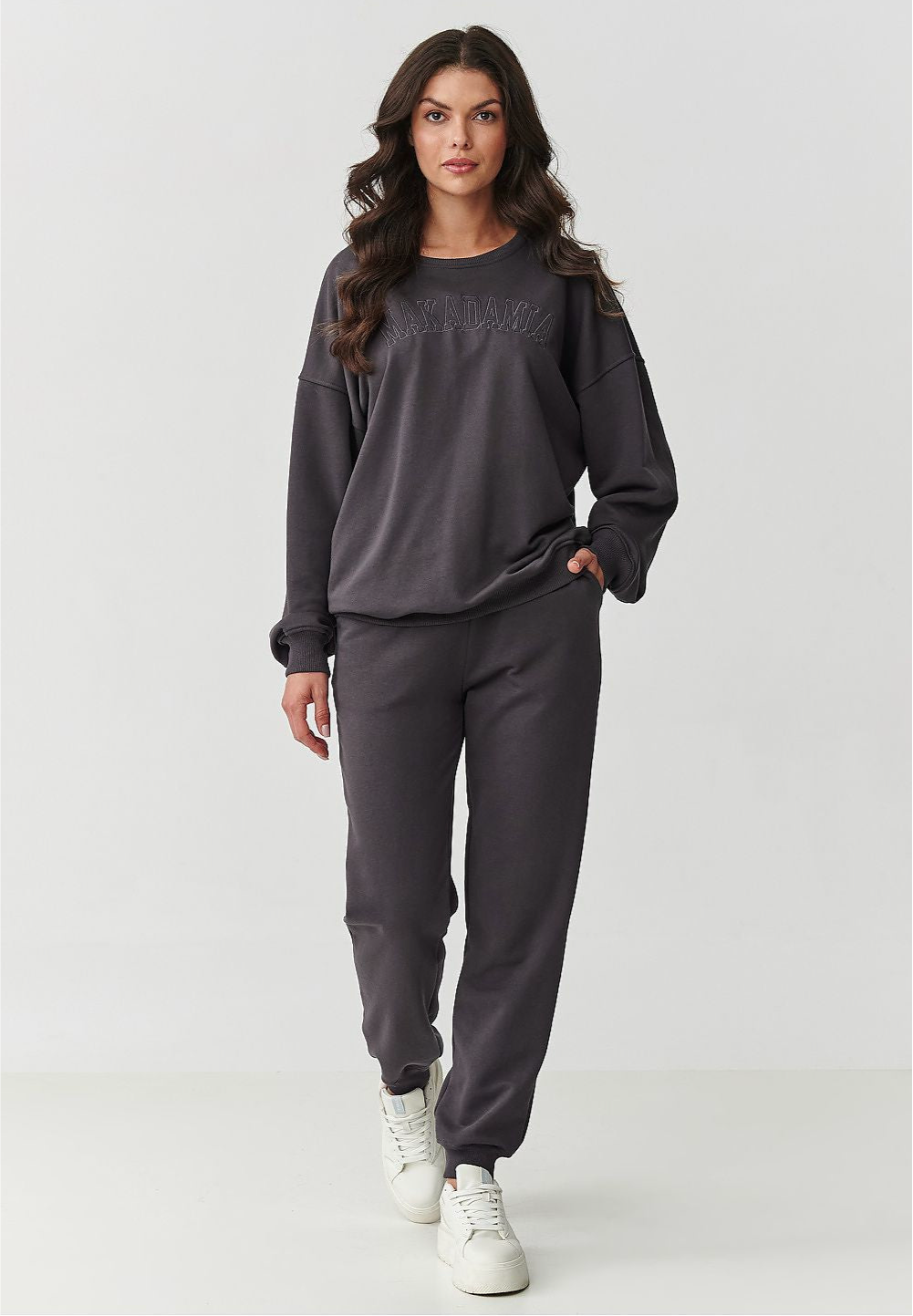 Sweatshirt with Embroidery and Sweatpants Outfit Set