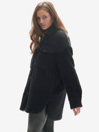 Padded Wool Sherpa Shirt Jacket | Black