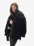 Padded Wool Sherpa Shirt Jacket | Black