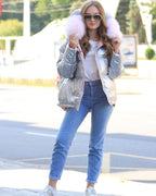 Nicole Genuine Polar Fox Reversible Down Coat