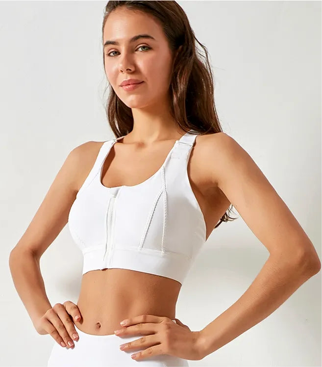 Front Zipper High Impact Athletic Bra