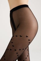 Fantasy Tights Conte Dolce Vita Hearts with Lace-Up Imitation