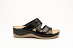 Laura by LEON Women’s Leather Sandal | Comfort Slide Slip-On with Velcro Straps