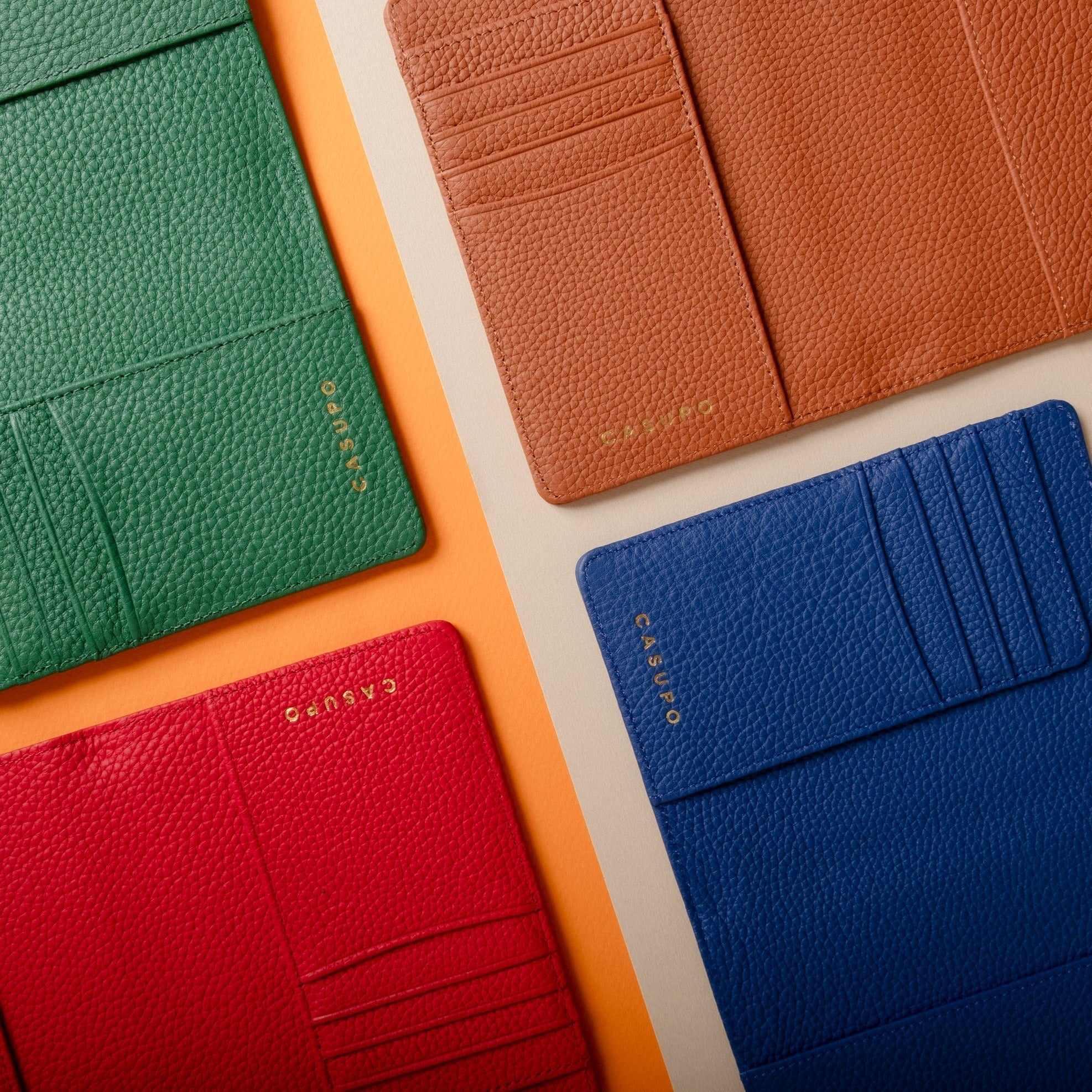 Leather Passport Wallet with RFID | Green