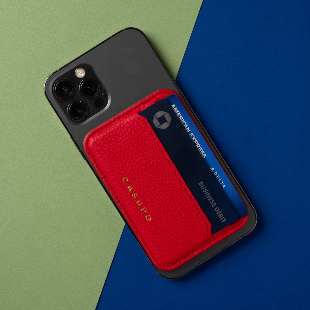 Mag Safe Leather Wallet with RFID | Red