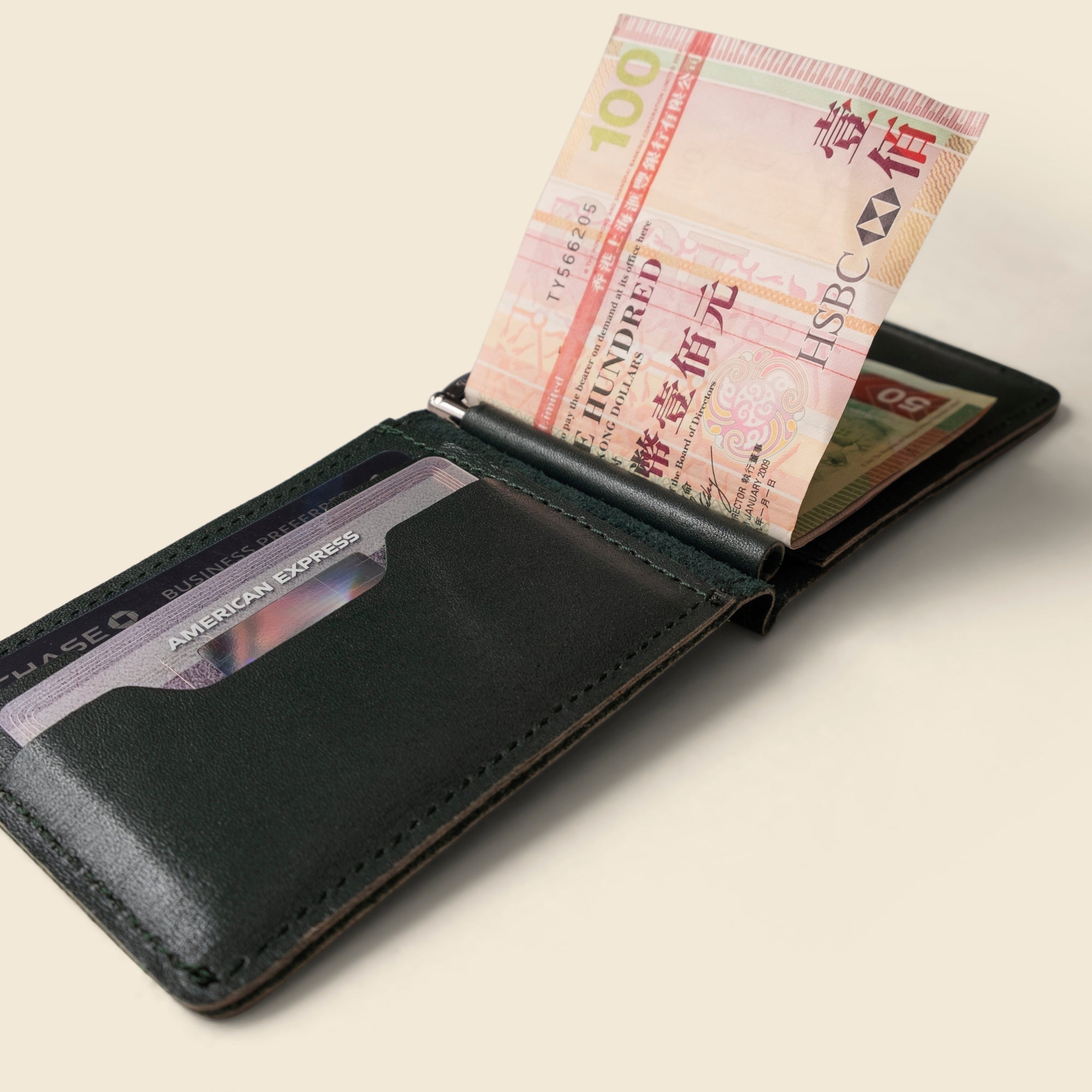 Bifold Money Clip Wallet | Forest Green