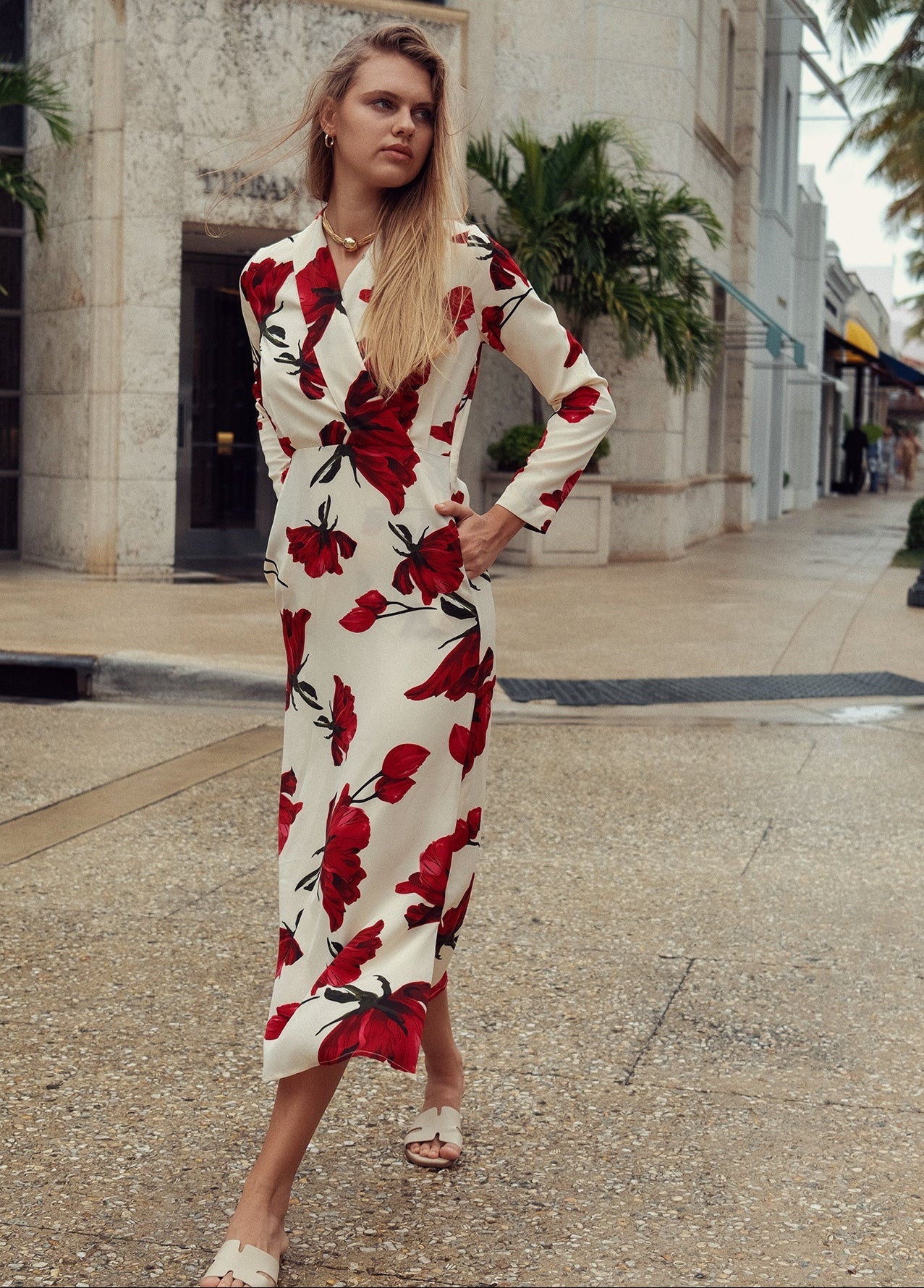 Rose Faux Wrap Dress