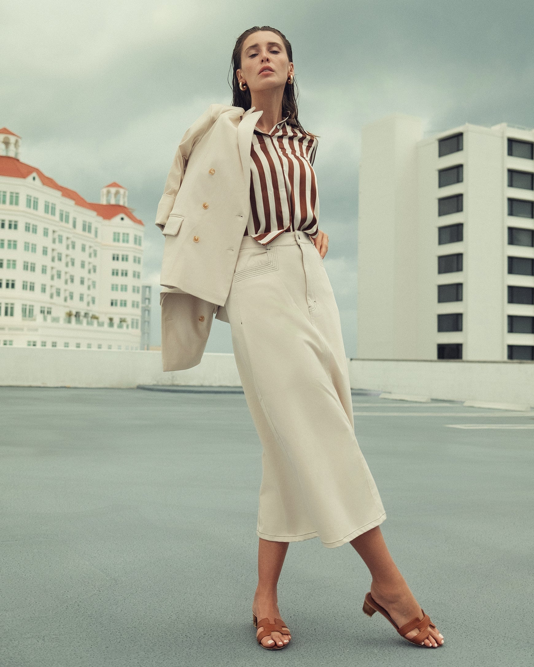 Stretch Colored Denim Skirt