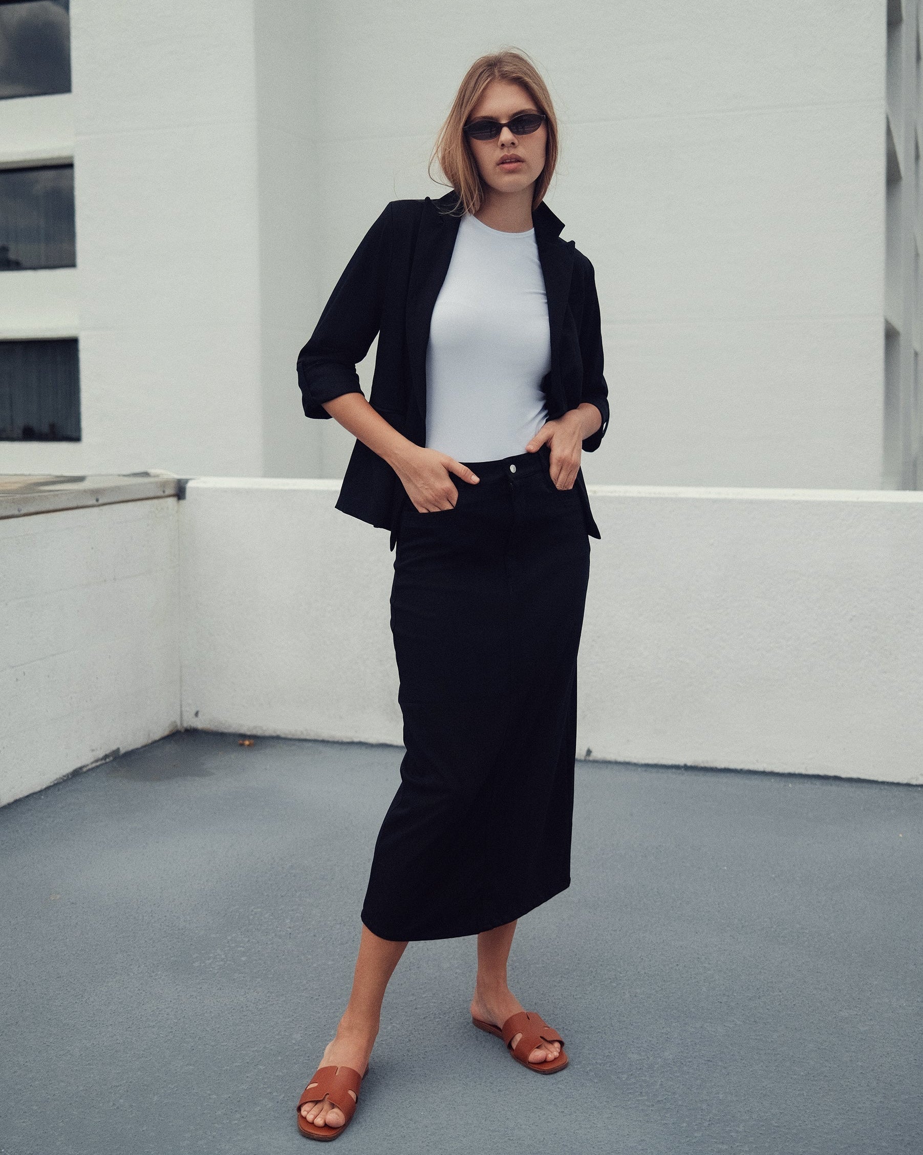 Stretch Colored Denim Skirt