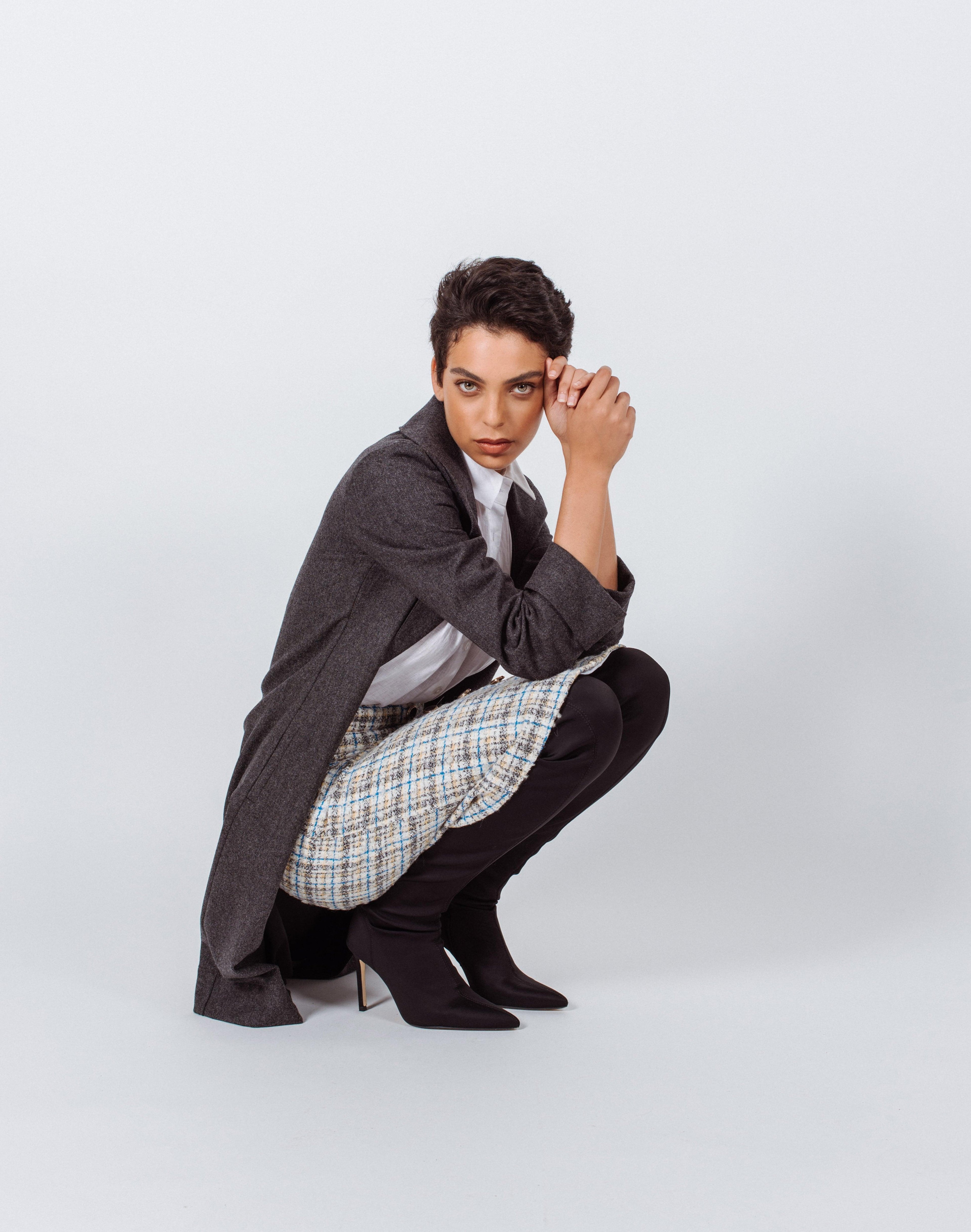 Le Réussi Worsted Flannel Long Trench Coat Gray