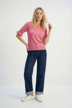 Dark Wash Wide-Leg Denim Jeans with Cuffed Hem
