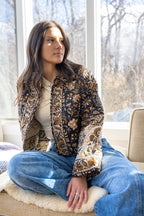 Della Reversible Quilted Jacket in Black Jacobean