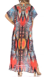 Vicky Women's Casual Short Sleeve Petite Beach Maxi Caftan Dress