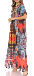 Vicky Women's Casual Short Sleeve Petite Beach Maxi Caftan Dress