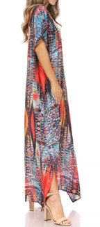 Vicky Women's Casual Short Sleeve Petite Beach Maxi Caftan Dress