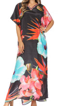 Vicky Women's Casual Short Sleeve Petite Beach Maxi Caftan Dress