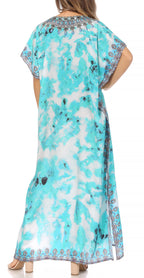 Vicky Women's Casual Short Sleeve Petite Beach Maxi Caftan Dress