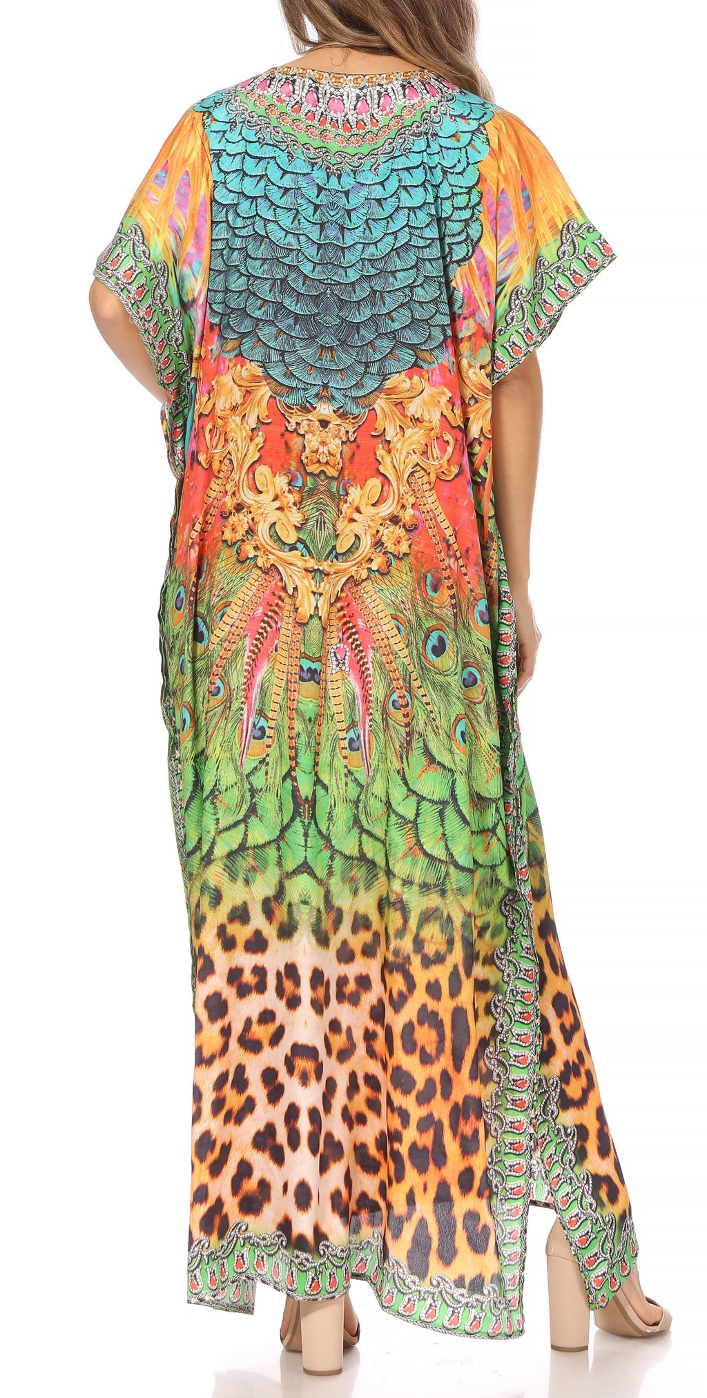 Vicky Women's Casual Short Sleeve Petite Beach Maxi Caftan Dress
