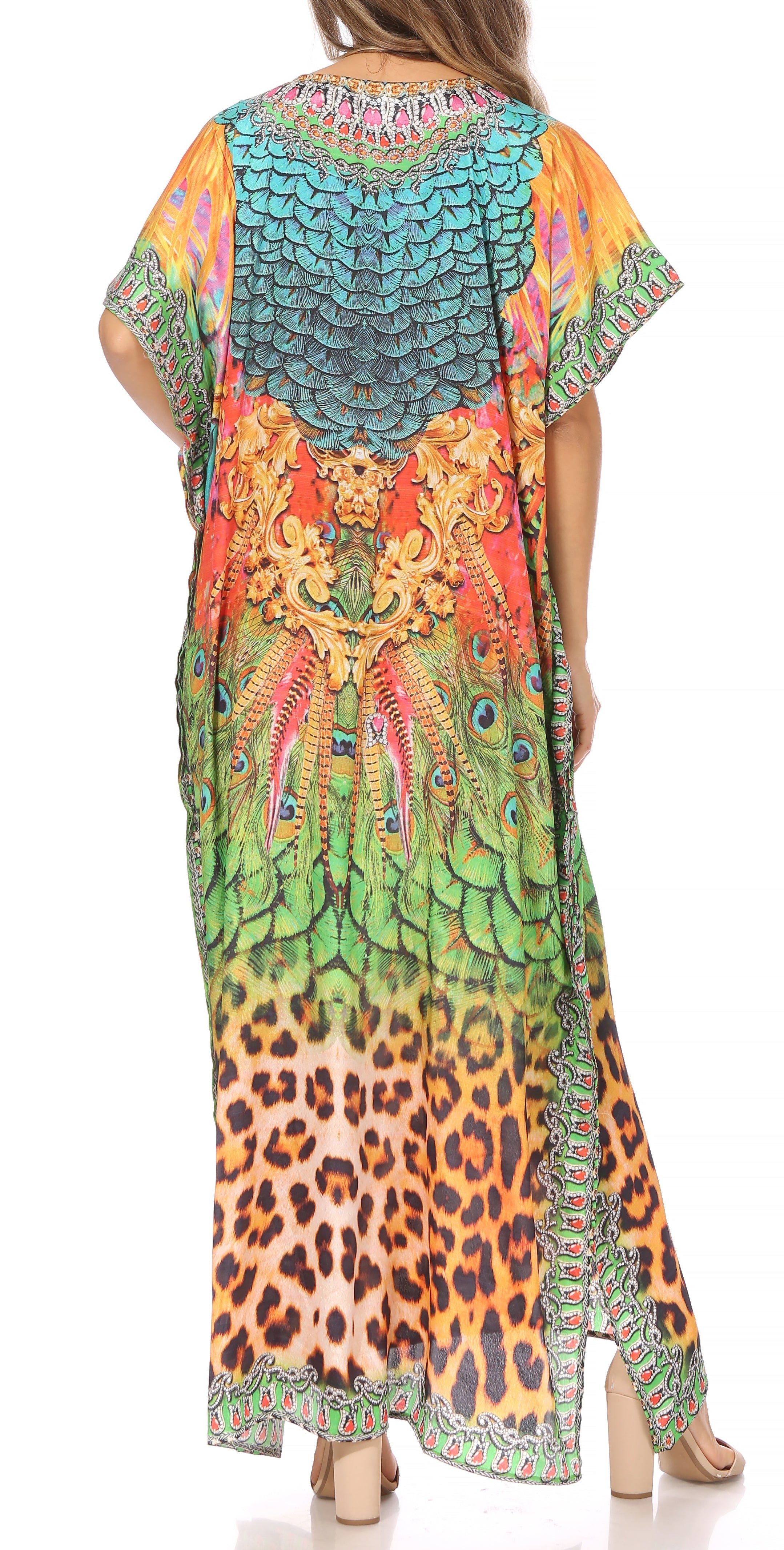 Vicky Women's Casual Short Sleeve Petite Beach Maxi Caftan Dress