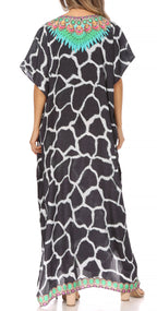 Vicky Women's Casual Short Sleeve Petite Beach Maxi Caftan Dress