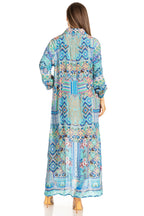Sakkas Long Sleeves Button Down Spring/Summer Maxi Shirt Dress | Beachwear
