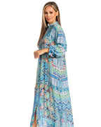 Sakkas Long Sleeves Button Down Spring/Summer Maxi Shirt Dress | Beachwear